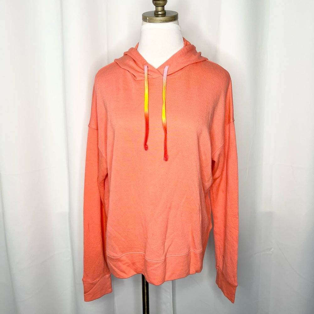 SUNDRY PEACH LIGHTWEIGHT HOODIE PULLOVER OMBRÉ DRAWSTRING